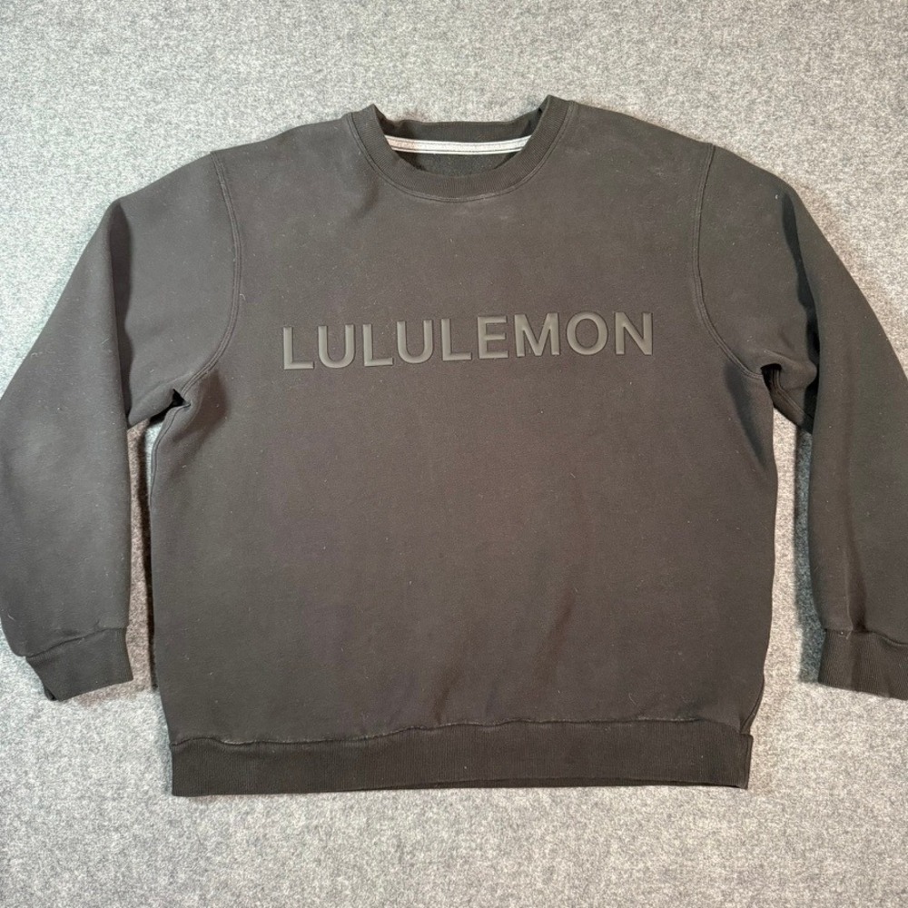 Lululemon Mens Black Logo Crewneck Steady State Sweatshirt Casual Comfort Size L